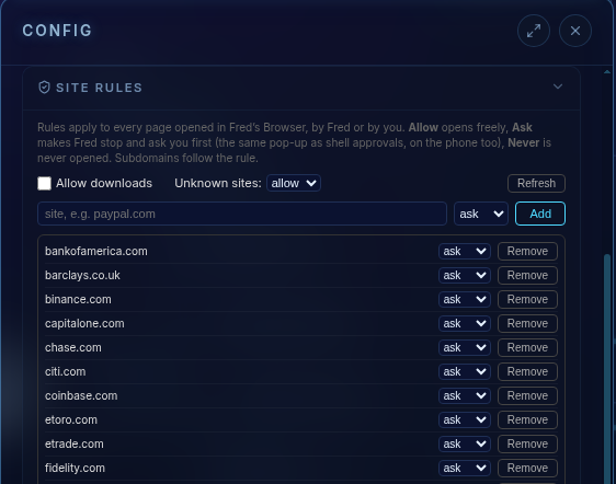 Fred — Site Rules